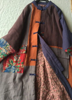 Loose Colorblock Chinese Button Pockets Patchwork Cotton Thin Coat Fall ML0080 -Ada Fashion Loose Colorblock Chinese Button Pockets Patchwork Cotton Thin Coat Fall5 ecdc1b0f 91e7 44cb 8dd2 a35da6f26ce2