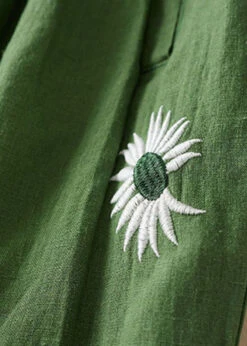 Loose Green Embroideried Pockets Patchwork Linen Shorts Summer LY7146 -Ada Fashion Loose Green Embroideried Pockets Patchwork Linen Shorts Summer4