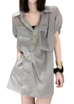 Loose Grey Peter Pan Collar Button Cotton Two Piece Set Summer GH1023 -Ada Fashion Loose Grey Peter Pan Collar Button Cotton Two Piece Set Summer5 0724e904 20ea 4b11 bddd e67b2277cb90