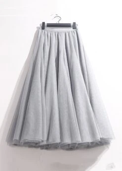 Loose Grey Solid Elastic Waist Tulle Skirts Summer AS1008 -Ada Fashion Loose Grey Solid Elastic Waist Tulle Skirts Summer3 2ddb8253 bff5 4e68 999f 31135a329e17