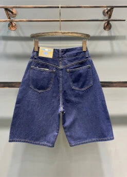 Loose Navy Pockets Patchwork Button Half Straight Pants TY1063 -Ada Fashion Loose Navy Pockets Patchwork Button Half Straight Pants3