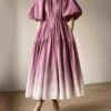 Loose Pink Tie Waist Wrinkled Patchwork Cotton Dresses Lantern Sleeve LY9062 -Ada Fashion Loose Pink Tie Waist Wrinkled Patchwork Cotton Dresses Lantern Sleeve Ada Fashion 153069864