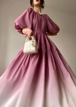 Loose Pink Tie Waist Wrinkled Patchwork Cotton Dresses Lantern Sleeve LY9062 -Ada Fashion Loose Pink Tie Waist Wrinkled Patchwork Cotton Dresses Lantern Sleeve Ada Fashion 153070118