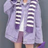 Loose Purple Peter Pan Collar Pockets Patchwork Denim Coat Fall ML1475 -Ada Fashion Loose Purple Peter Pan Collar Pockets Patchwork Denim Coat Fall1 92dceb84 1f16 40ee a118 19340923851c