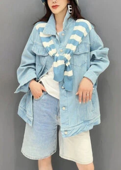 Loose Purple Peter Pan Collar Pockets Patchwork Denim Coat Fall ML1475 -Ada Fashion Loose Purple Peter Pan Collar Pockets Patchwork Denim Coat Fall2 8c67ec4e ca50 495d bee1 f9a527715f90