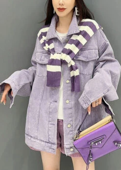 Loose Purple Peter Pan Collar Pockets Patchwork Denim Coat Fall ML1475 -Ada Fashion Loose Purple Peter Pan Collar Pockets Patchwork Denim Coat Fall3 b720484a a8f1 4a60 881d 2760a5e69d22