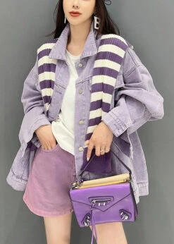 Loose Purple Peter Pan Collar Pockets Patchwork Denim Coat Fall ML1475 -Ada Fashion Loose Purple Peter Pan Collar Pockets Patchwork Denim Coat Fall4 51228d44 8015 4218 a172 1ea91e9ee15f