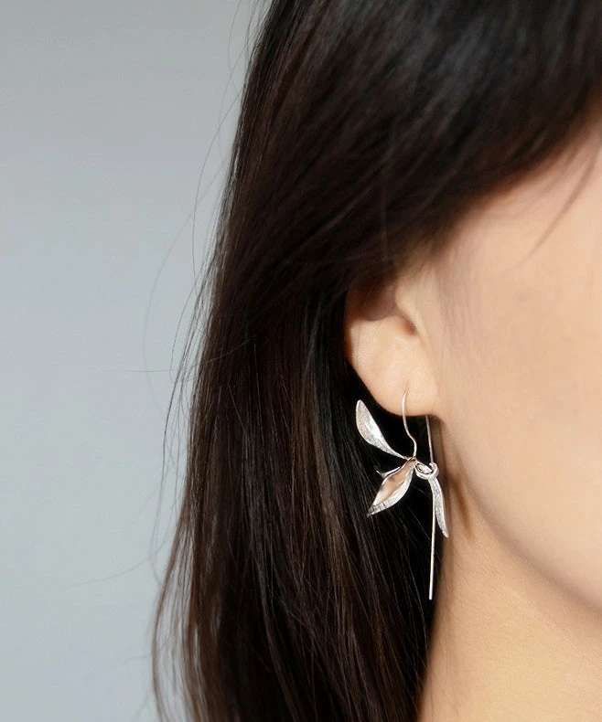 Loose Silk Sterling Silver Orchid Hoop Earrings LY2261 5 Loose Silk Sterling Silver Orchid Hoop Earrings LY2261 - Image 3