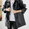 Modern Black Oversized Letter Print Faux Leather Coats Fall LY9253 -Ada Fashion Modern Black Oversized Letter Print Faux Leather Coats Fall2