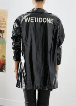 Modern Black Oversized Letter Print Faux Leather Coats Fall LY9253 -Ada Fashion Modern Black Oversized Letter Print Faux Leather Coats Fall4