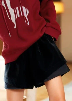 Modern Black Pockets Elastic Waist Patchwork Cotton Shorts Fall LY8583 -Ada Fashion Modern Black Pockets Elastic Waist Patchwork Cotton Shorts Fall Ada Fashion 150957342