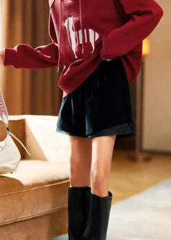 Modern Black Pockets Elastic Waist Patchwork Cotton Shorts Fall LY8583 -Ada Fashion Modern Black Pockets Elastic Waist Patchwork Cotton Shorts Fall Ada Fashion 150957697