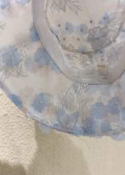 Modern Blue Floral Mbroidery Tulle Bucket Hat LC0549 -Ada Fashion Modern Blue Floral mbroidery Tulle Bucket Hat4