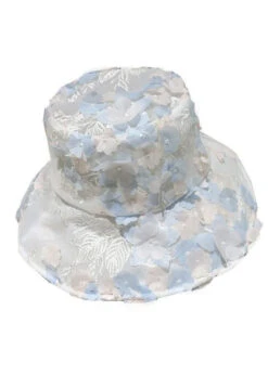 Modern Blue Floral Mbroidery Tulle Bucket Hat LC0549 -Ada Fashion Modern Blue Floral mbroidery Tulle Bucket Hat5