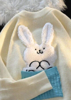 Modern Blue O Neck Character Thick Patchwork Knit Sweater Fall ML2591 -Ada Fashion Modern Blue O Neck Character Thick Patchwork Knit Sweater Fall5