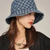 Modern Blue Plaid Patchwork Cotton Cowboy Hat LY535