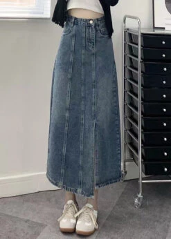 Modern Blue Pockets Side Open Patchwork Denim Skirts Fall LY9131 -Ada Fashion Modern Blue Pockets Side Open Patchwork Denim Skirts Fall3 60e0111d fbc3 4332 90e6 1477947204ac
