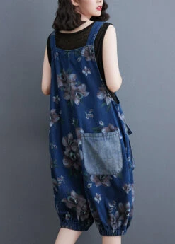 Modern Blue Slash Neck Print Patchwork Button Jumpsuits Summer LY3941 -Ada Fashion Modern Blue Slash Neck Print Patchwork Button Jumpsuits Summer4