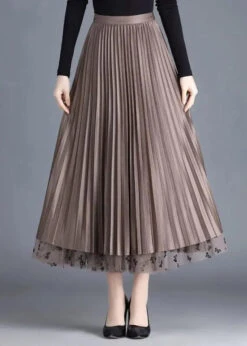 Modern Brown Butterfly Wear On Both Sides Tulle Pleated Skirts Spring HA1033 -Ada Fashion Modern Brown Butterfly Wear On Both Sides Tulle Pleated Skirts Spring Ada Fashion 182925263