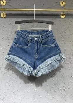 Modern Denim Blue Pockets Patchwork Shorts Summer ML0802