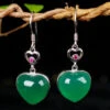 Sterling Silver Inlaid Love Chalcedony Drop Earrings -Ada Fashion Modern Green Sterling Silver Inlaid Love Chalcedony Drop Earrings Ada Fashion 177898115