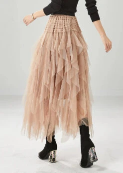 Modern Khaki Ruffled Tulle Skirts Summer ML1221 -Ada Fashion Modern Khaki Ruffled Tulle Skirts Summer Ada Fashion 165092818