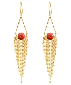 Sterling Silver Overgild Agate Drop Earrings -Ada Fashion Modern Red Sterling Silver Overgild Agate Drop Earrings Ada Fashion 177896596