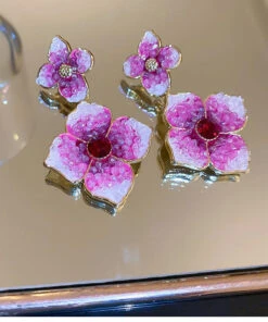 Modern Rose Gradient Color Alloy Zircon Floral Drop Earrings GH1013 -Ada Fashion Modern Rose Gradient Color Alloy Zircon Floral Drop Earrings5