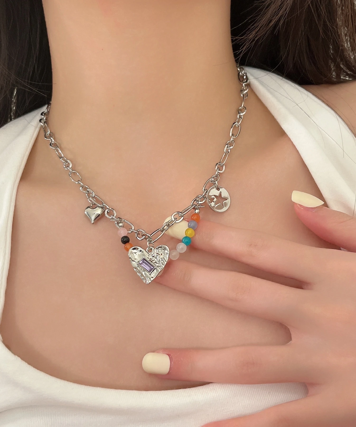 Modern Silk Stainless Steel Love Beading Star Tasse Pendant Necklace GH1037 3 Modern Silk Stainless Steel Love Beading Star Tasse Pendant Necklace GH1037