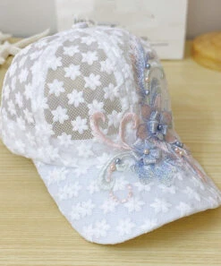 Modern White Lace Patchwork Embroideried Floral Hollow Out Baseball Cap Hat LY520 -Ada Fashion Modern White Lace Patchwork Embroideried Floral Hollow Out Baseball Cap Hat3