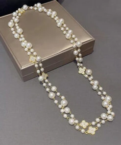 Modern White Overgild Pearl Clover Zircon Princess Necklace ML1266 -Ada Fashion Modern White Overgild Pearl Clover Zircon Princess Necklace Ada Fashion 165121131