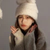 Modern White Rabbit Ears Warm Knit Bonnie Hat LY538 -Ada Fashion Modern White Rabbit Ears Warm Knit Bonnie Hat1