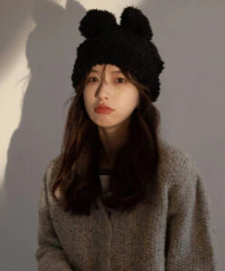 Modern White Rabbit Ears Warm Knit Bonnie Hat LY538 10 Modern White Rabbit Ears Warm Knit Bonnie Hat LY538 -Ada Fashion Modern White Rabbit Ears Warm Knit Bonnie Hat5