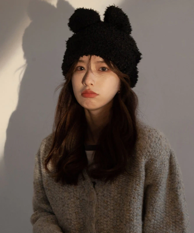 Modern White Rabbit Ears Warm Knit Bonnie Hat LY538 6 Modern White Rabbit Ears Warm Knit Bonnie Hat LY538 - Image 5