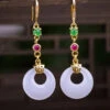 Modern White Sterling Silver Overgild Zircon Jade Drop Earrings LY8548 -Ada Fashion Modern White Sterling Silver Overgild Zircon Jade Drop Earrings Ada Fashion 150919471