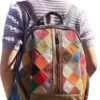 Multicolor Leather Spliced Zipper Backpack -Ada Fashion Multicolor Rhomboids Leather Spliced Zipper Backpack Ada Fashion 177652492
