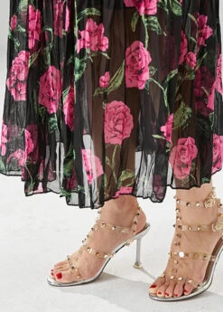 Natural Black Print Exra Large Hem Chiffon Pleated Skirts Fall ML0458 -Ada Fashion Natural Black Print Exra Large Hem Chiffon Pleated Skirts Fall Ada Fashion 162554957