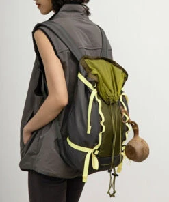 Natural Blackish Green Drawstring Patchwork Outdoors Backpack Bag ML2327 9 Natural Blackish Green Drawstring Patchwork Outdoors Backpack Bag ML2327 -Ada Fashion Natural Blackish Green Drawstring Patchwork Outdoors Backpack Bag3