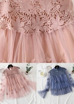 Natural Blue Hollow Out Embroideried Patchwork Tulle Two Piece Set Spring LY1472 -Ada Fashion Natural Blue Hollow Out Embroideried Patchwork Tulle Two Piece Set Spring4