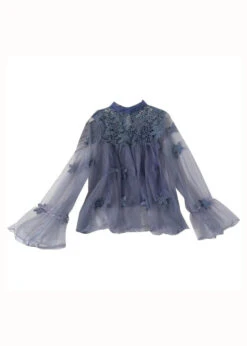 Natural Blue Hollow Out Embroideried Patchwork Tulle Two Piece Set Spring LY1472 -Ada Fashion Natural Blue Hollow Out Embroideried Patchwork Tulle Two Piece Set Spring5