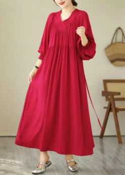 Natural Khaki Patchwork Wrinkled Maxi Dresses Spring VB1008 -Ada Fashion Natural Khaki Patchwork Wrinkled Maxi Dresses Spring5