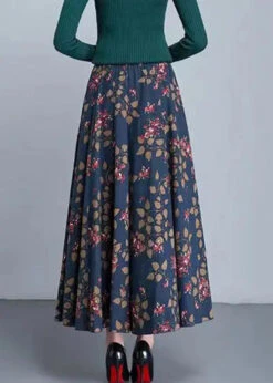 Navy Pockets Cotton Skirt Elastic Waist -Ada Fashion Navy Pockets Patchwork Loose Cotton Skirt Elastic Waist Ada Fashion 178502262