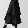 New Black Asymmetrical High Waist Patchwork Cotton Pants Skirt Fall LY9097