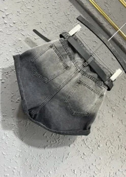 New Black Grey Gradient Design Pocket Panel Denim Shorts Autumn ML0716 -Ada Fashion New Black Grey Gradient Design Pocket Panel Denim Shorts Autumn Ada Fashion 163898436