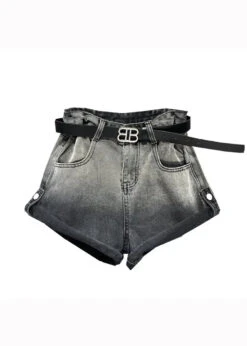 New Black Grey Gradient Design Pocket Panel Denim Shorts Autumn ML0716 -Ada Fashion New Black Grey Gradient Design Pocket Panel Denim Shorts Autumn Ada Fashion 163898585