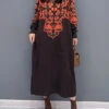 New Brown Turtleneck Print Patchwork Knit Long Dress Fall ML1493 -Ada Fashion New Brown Turtleneck Print Patchwork Knit Long Dress Fall1