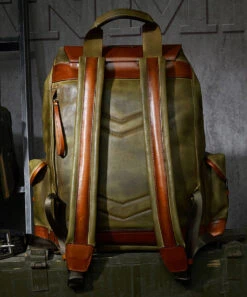 New Casual Army Green Cowhide Large Capacity Travel Backpack HJ1056 -Ada Fashion New Casual Army Green Cowhide Large Capacity Travel Backpack5