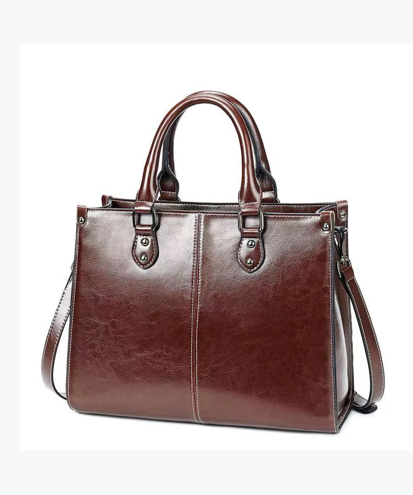 New Coffee Versatile European And American Cowhide Handbag ZX1018 7 New Coffee Versatile European And American Cowhide Handbag ZX1018 - Image 5