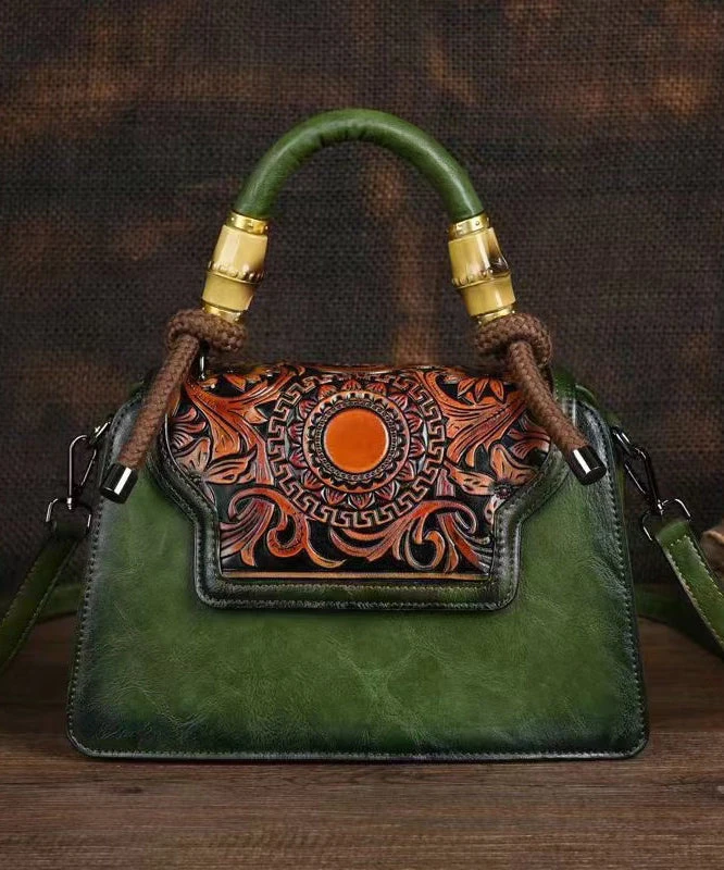 New Green Hand Carved Retro Chinese Style Tote Handbag HJ1007 3 New Green Hand Carved Retro Chinese Style Tote Handbag HJ1007
