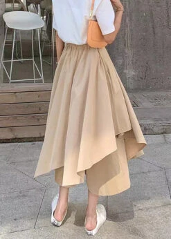 New Khaki Asymmetrical Elastic Waist Patchwork Cotton Pants Skirt Summer LY9093 -Ada Fashion New Khaki Asymmetrical Elastic Waist Patchwork Cotton Pants Skirt Summer5 dc5d371b eb7f 4844 b348 9ba7bafc68e6